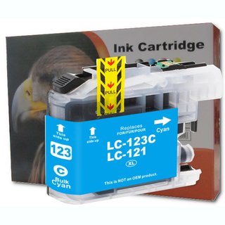 D&C XL Druckerpatrone komp. zu Brother LC123C Cyan XL Bulk  mit V3 - Chip &middot; Brother MFC j 245 470 650 870 4410 4510 4610 4710 6520 6720 6920 / Brother DCP j 132 132WG1 152 552 752 4110