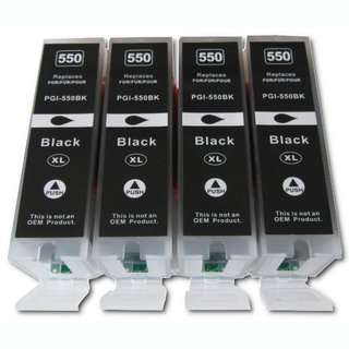 DC 4 komp. Canon PGI-550BK XL Version Bulk  mit Chip und F&uuml;llstandsanzeige