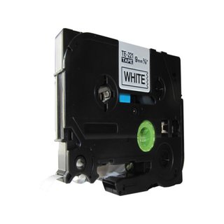 Ersatz f&uuml;r Brother TZE-221 schwarz wei&szlig; 9mm