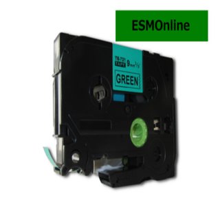 Ersatz f&uuml;r Brother TZE-721 schwarz auf gr&uuml;n 9mm