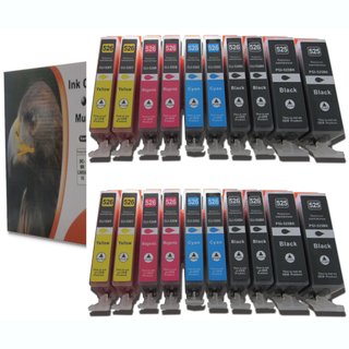 D&C / DC Multi-Pack 20 komp. zu Canon PGI-525/CLI-526 Canon IP4800 IP4850 IP4900 IP4950 MG5100 MG5150 MG5200 MG5250 MG5300 MG5350 MG6100 MG6150 MG6200 MG6250 MG8100 MG8150 MG8150 MX885 IX6650 mit Chip und F&uuml;llstandsanzeige