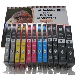 D&C 12 Set komp. zu Canon Pixma MG 6150 6250 8150 8150 mit Chip und F&uuml;llstandsanzeige