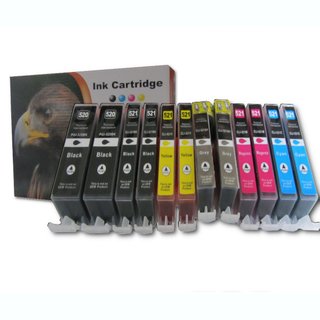 D&C / DC 12 komp. Druckerpatronen zu Canon PGI-520 und CLI-521 Canon Pixma MP 980 990 inkl. grau mit Chip und F&uuml;llstandsanzeige