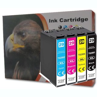 D&C 4 komp. Druckerpatronen Ersatz f&uuml;r Epson 2991 bis 2994 XL schwarz blau rot gelb