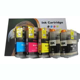 DC 5 St&uuml;ck komp. zu Brother LC-223 LC225 LC227 Serie 2 x Black 1 x Cyan 1 x Magenta 1 x Yellow  mit V3 - Chip