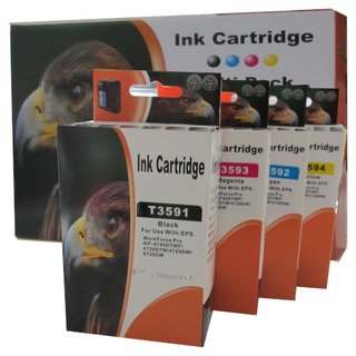 D&C 4 komp. Druckerpatronen f&uuml;r Epson 35XL Epson Pro WF-4720DWF Epson Pro WF-4725DWF Epson Pro WF-4730DWF Epson Pro WF-4740DWF