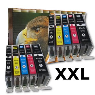 DC / D&C 10 komp. XXL Druckerpatronen zu Canon Pixma TS 705 6150 6151 6250 6251 6350 6351 6352 8150 8151 8152 8250 8251 8252 8350 8351 8352 9150 9155 9550 9551C / Canon Pixma TR 7550 8550 mit Chip und F&uuml;llstandsanzeige