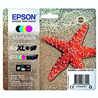 4 Multipack Epson 603 ( schwarz 603XL )  f&uuml;r Epson WF-2830DWF WF-2835DWF WF-2850DWF XP-2100 XP-2105 XP-3100 XP-3105 XP-4100 XP-4105