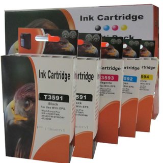 D&C 5 komp. Druckerpatronen f&uuml;r Epson 35XL Epson Pro WF-4720DWF Epson Pro WF-4725DWF Epson Pro WF-4730DWF Epson Pro WF-4740DWF