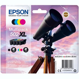 4  Epson Multipack f&uuml;r 502 Epson XP-5100 XP-5105 WF-2860DWF WF-2865DWF