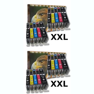 DC / D&C 20 komp. XXL Druckerpatronen zu Canon Pixma TS 705 6150 6151 6250 6251 6350 6351 6352 8150 8151 8152 8250 8251 8252 8350 8351 8352 9150 9155 9550 9551C / Canon Pixma TR 7550 8550 mit Chip und F&uuml;llstandsanzeige