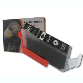 D&C / DC komp. zu Canon CLI-521BK mit Chip und F&uuml;llstandsanzeige